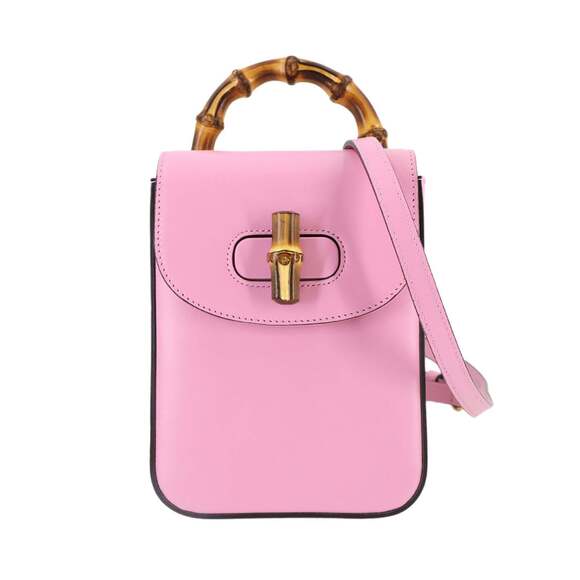 Gucci Handbags - GUCCI Authentic Pink Leather Bamboo Shoulder Bag